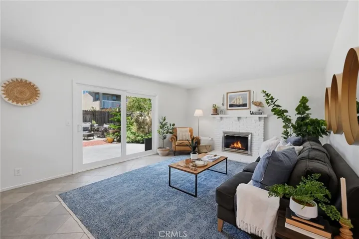 Spacious living room with gas fireplace