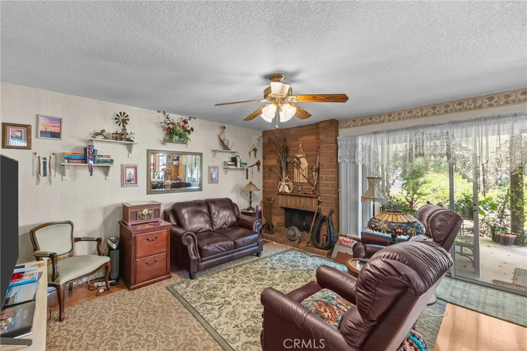 Family room with cozy wood-burning fieplace