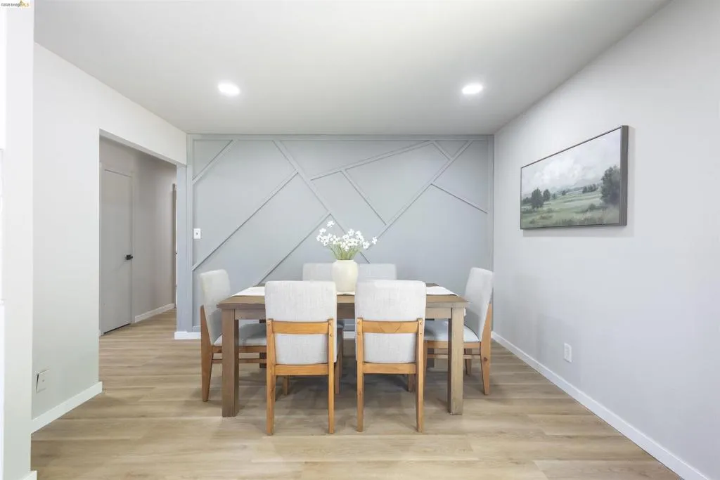Accent wall with geometric paneling