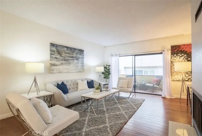 Living room overlooking private balcony