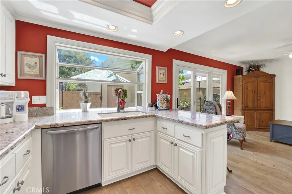 Nice updated Kitchen with bay window and roll out drawers in the cabinets.