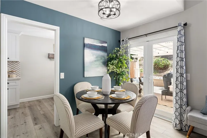 Dining room with backyard patio access