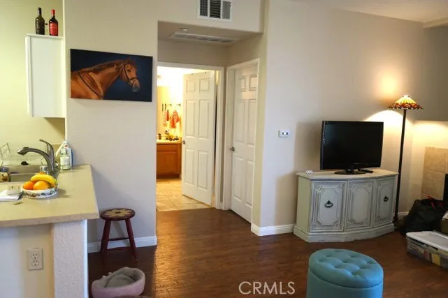 Kitchen and part of Living room with Fireplace