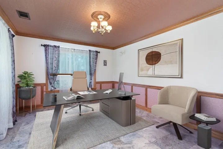 Virtually staged - office/den