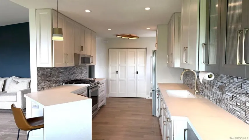 Laundry area at the end with doors closed