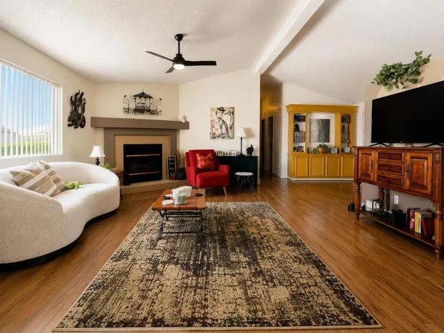 Living Room Wide Angle with Cathedral Ce