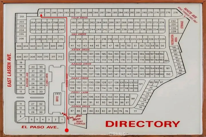 Park map from the El Paso entrance