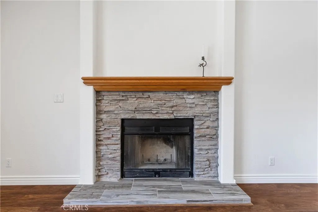 wood burning fireplace in family room
