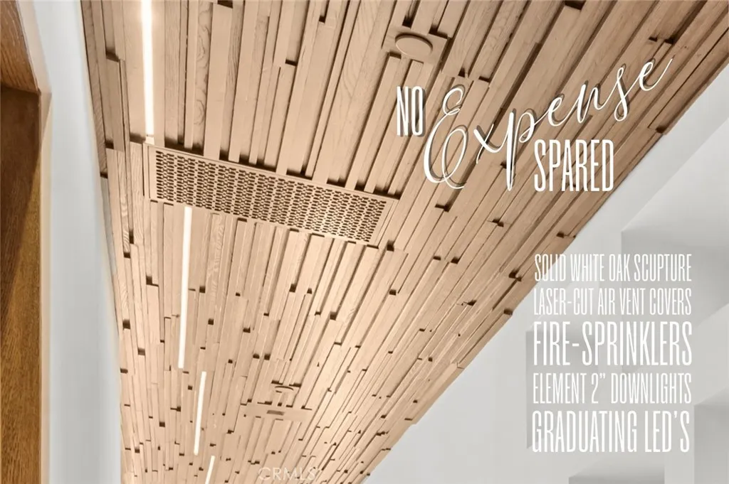 No Expense Spared: Laser cut Air Vent Covers, Element 2” downlights, fire sprinklers, graduating LED lights