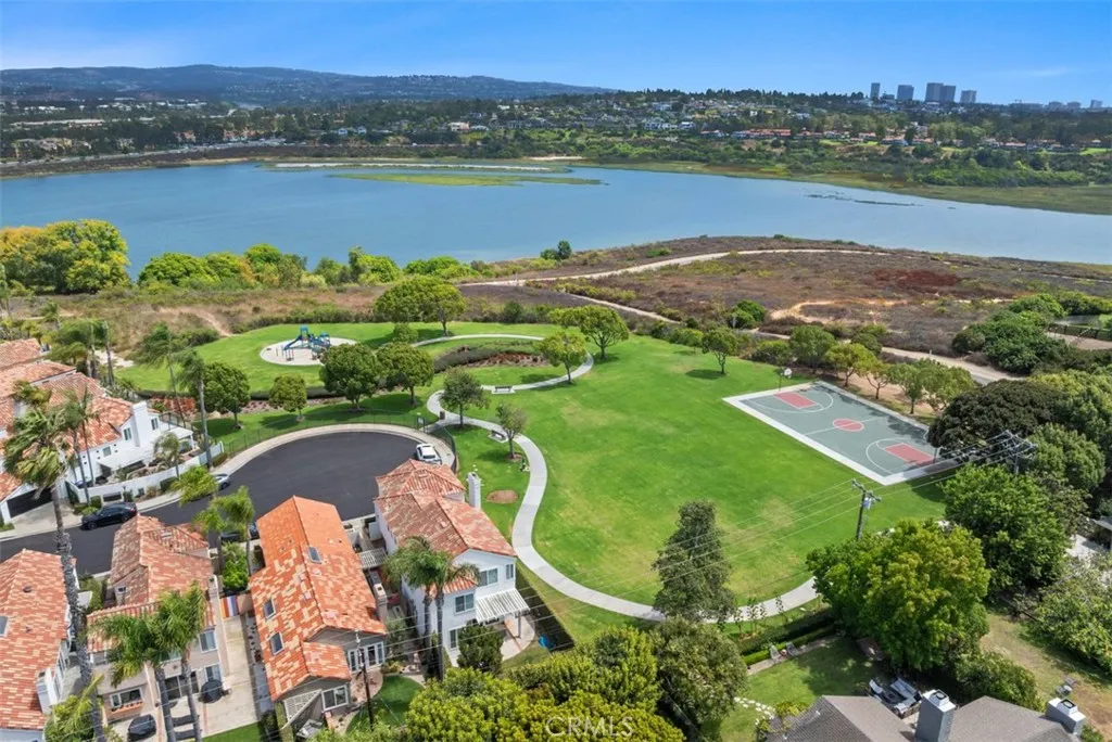 Arial view of bay and park