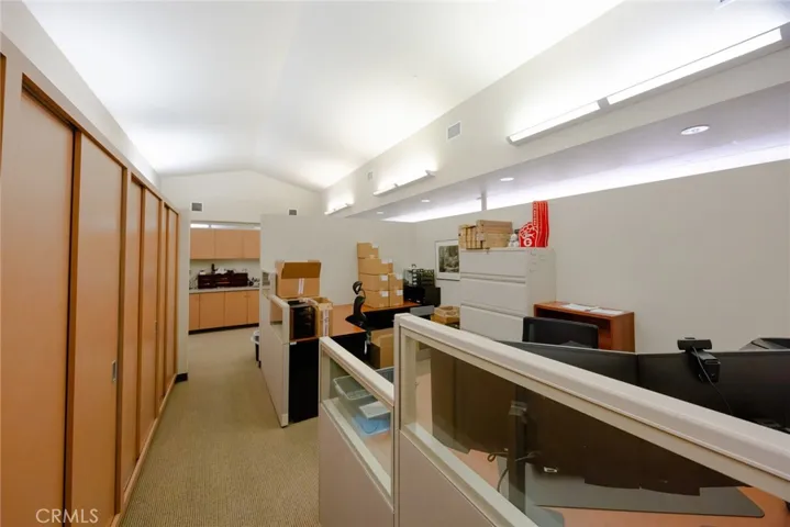 Open work space and storage cabinets
