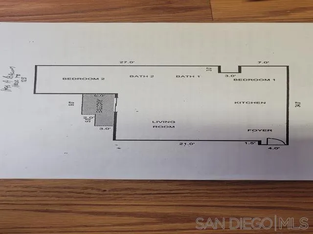 Here is the floor plan, remember there is a second balcony off the Primary Bedroom which is labeled bedroom 2.