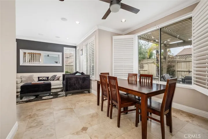 The dining room is just off the living room