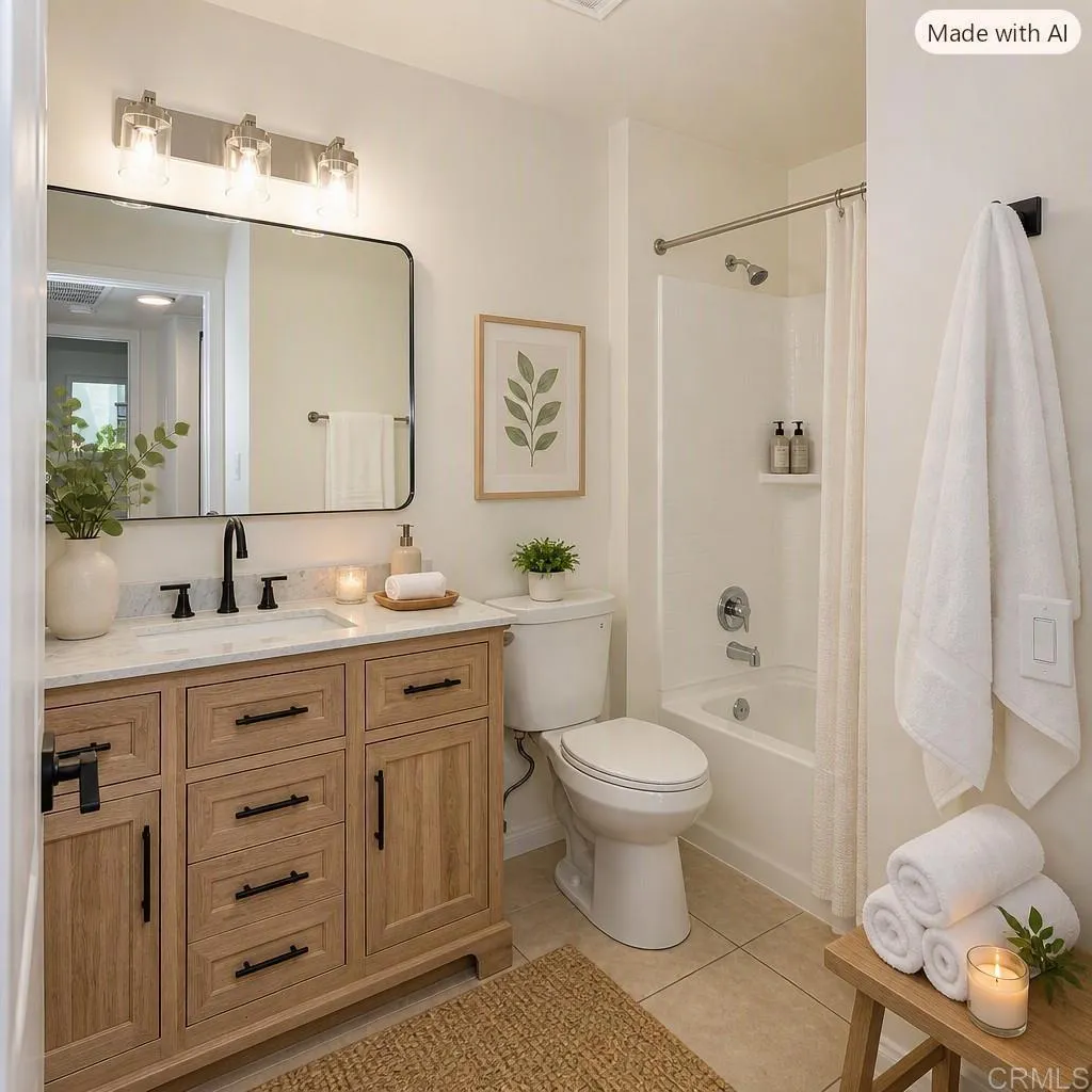 Decorative items shown are digitally added for visualization purposes only.