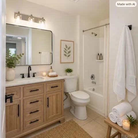Decorative items shown are digitally added for visualization purposes only.