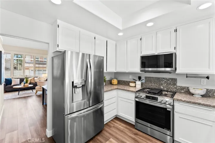 Kitchen opens to dining area.