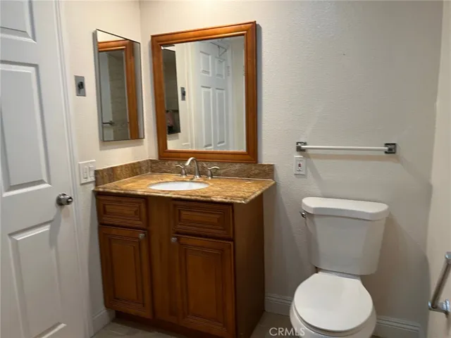 Another view of the vanity iin the hall bathroom.