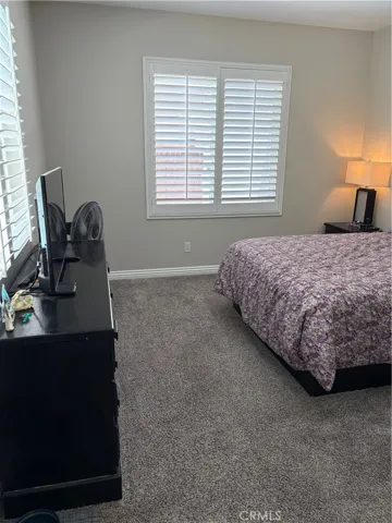 Downstairs Master Bedroom with window view of Backyard, Pool & Jacuzzi.
