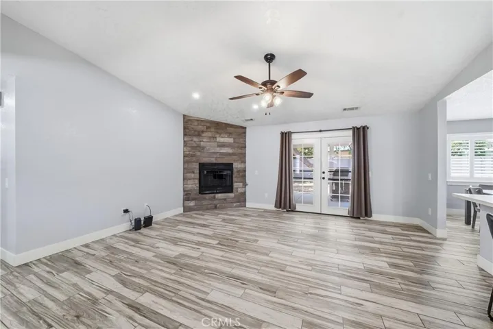 Family room with fireplace