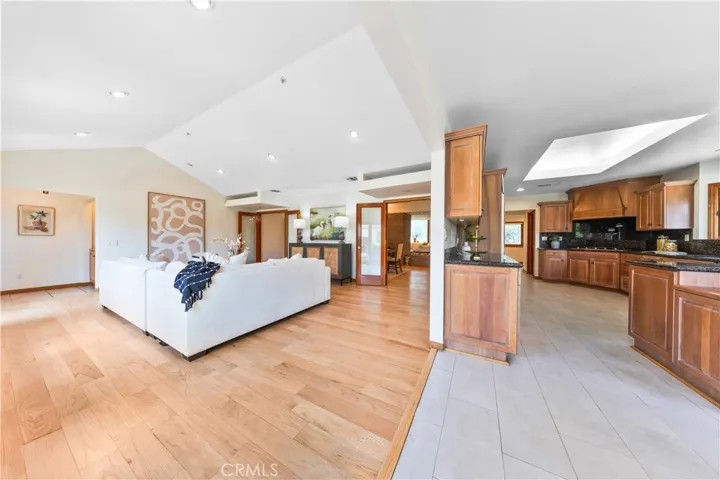 The spacious family room flows seamlessly into the open-concept kitchen.