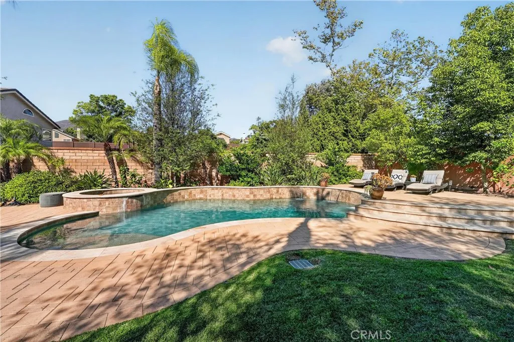 Pool has waterfalls