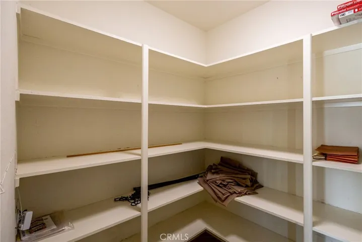 There is a huge storage closet with shelving off the dining room.