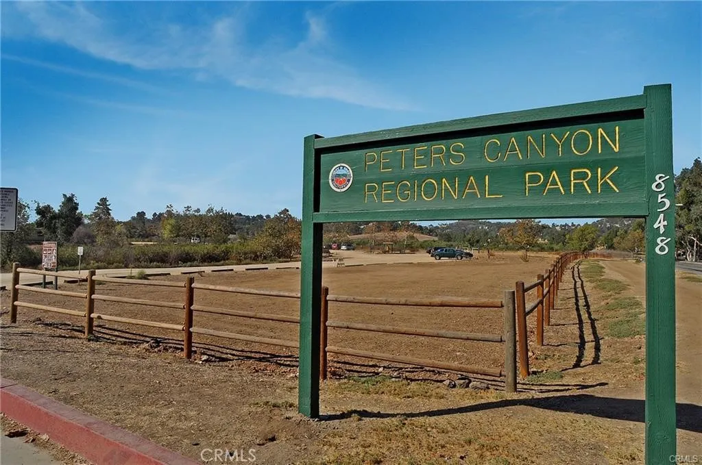 Steps from Peter's Canyon Regional Park for hiking and biking trails.