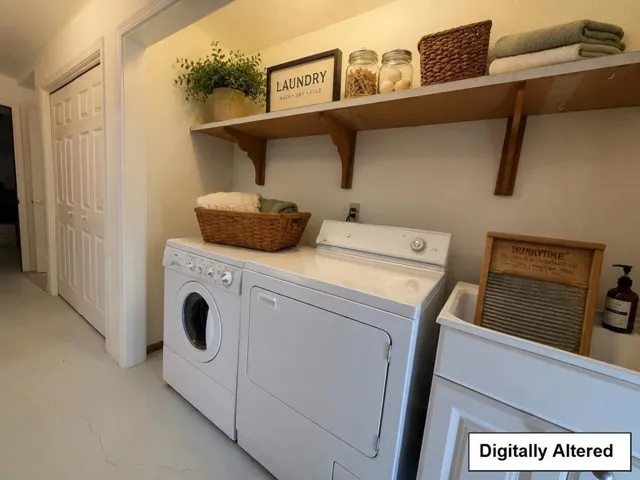 The laundry room with a few virtual accessories