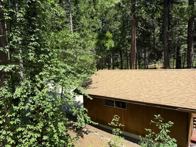Garage as seen from upstairs window facing street