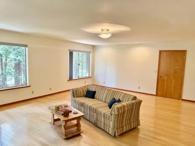 A long shot of the very spacious upstairs lounge