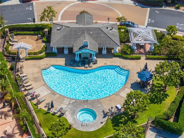 aerial view of the Belmar community pool/clubhouse area