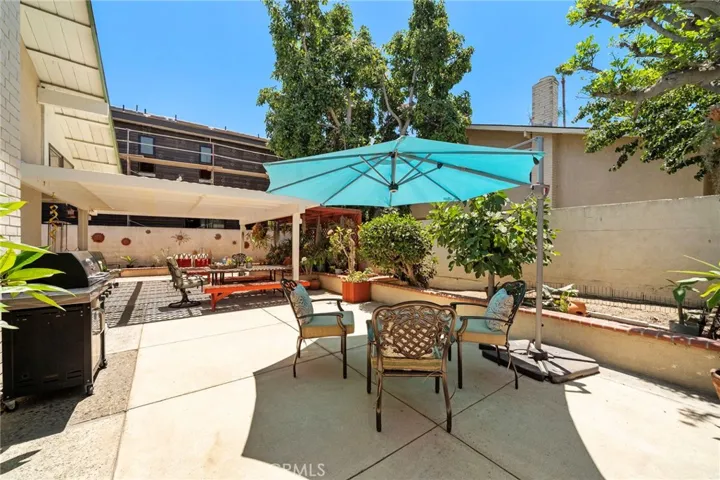 block wall surrounds backyard