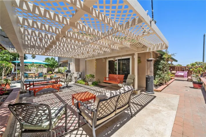 oversized lattice-covered patio