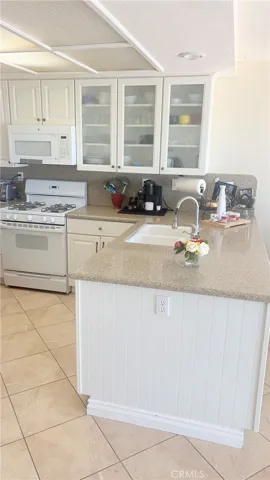 Kitchen with granite countertops.