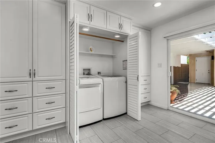 Laundry in the Family Room Closet.