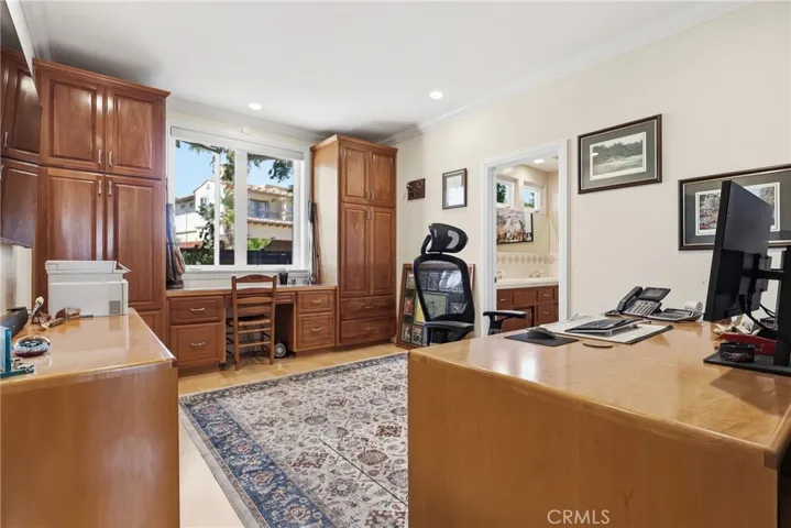 Awesome first-level office with built-ins and ensuite bath.