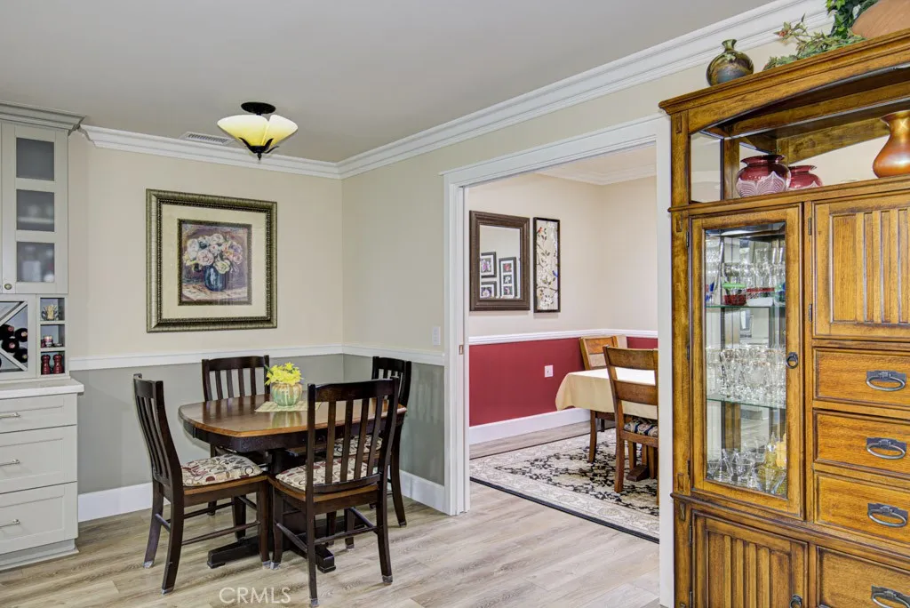 Dining area and entry to the enclosed atrium.