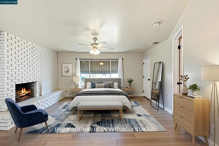 Virtually staged primary bedroom
