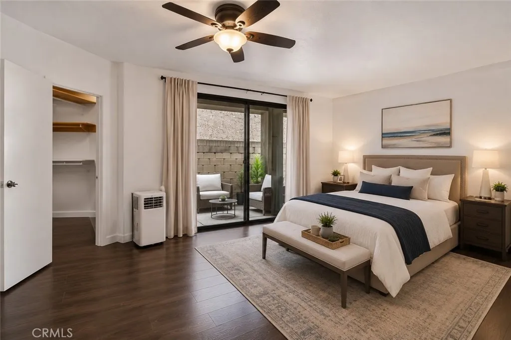 Virtually Staged Primary Bedroom 17722 Sergio Cir, # 102 Huntington Beach, CA 92647