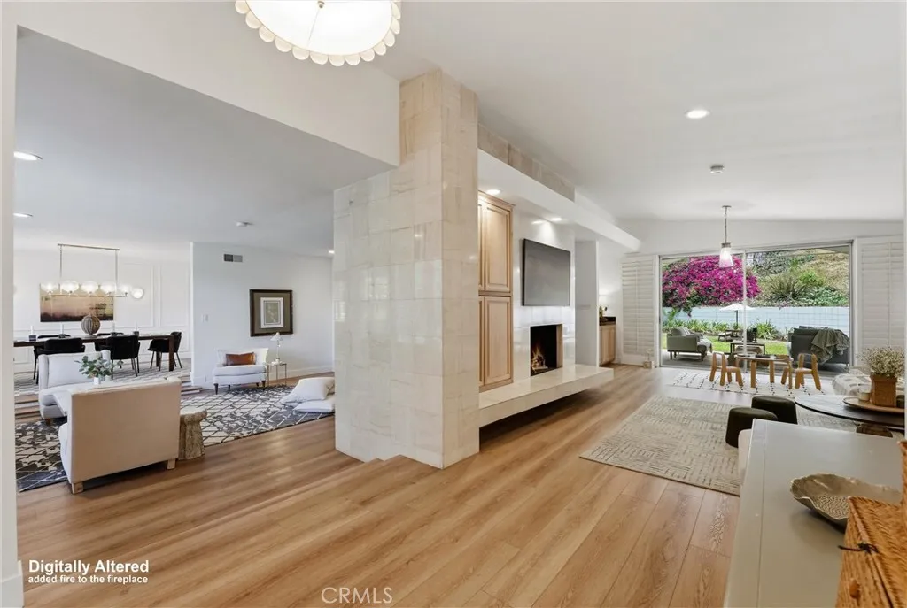 View of family room and living room
