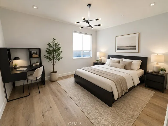 Virtually staged master bedroom
