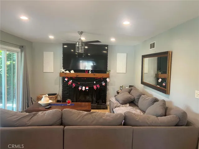 Family room with cozy fireplace