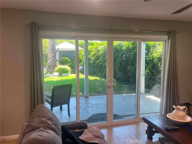 Family room with sliding doors to amazing backyard