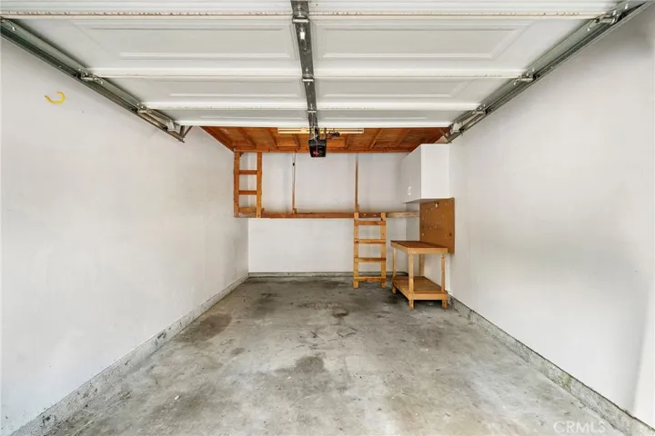 Garage with ample storage options.