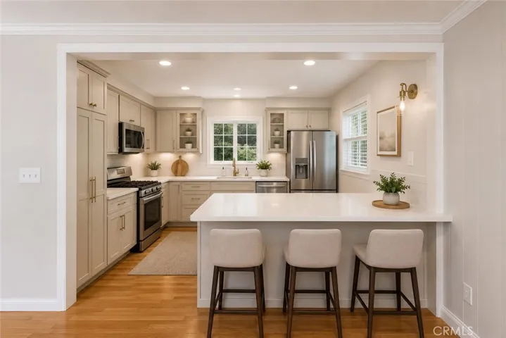 Kitchen digitally altered to present potential possibilities.