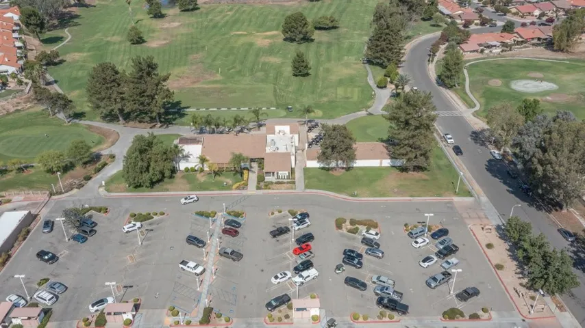 Golf course club house and parking lot
