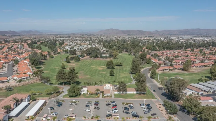 Golf course club house and golf course aerial