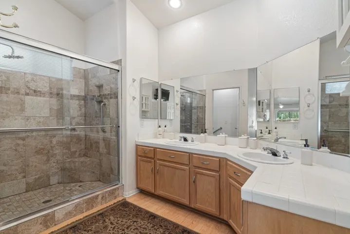 Primary bathroom dual sinks