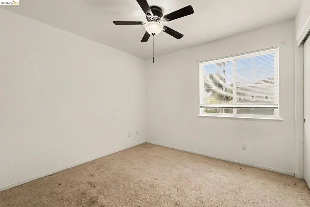 Room featuring a white ceiling and walls with carpeted flooring