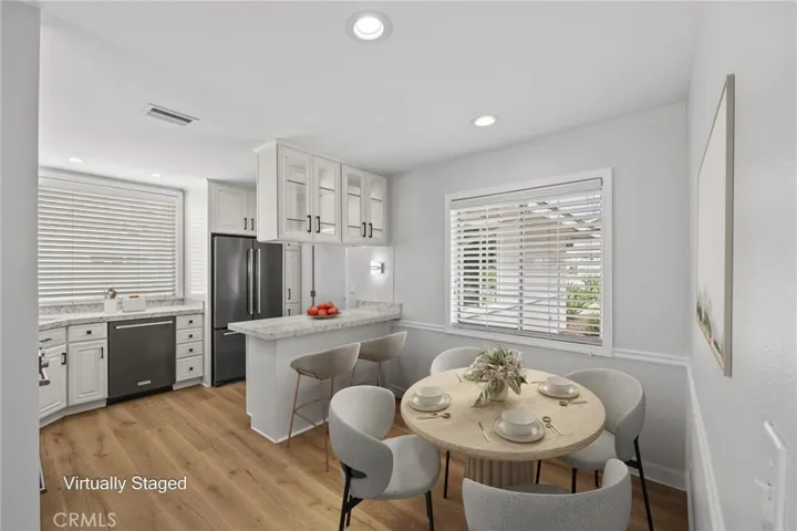 Virtually staged dining area